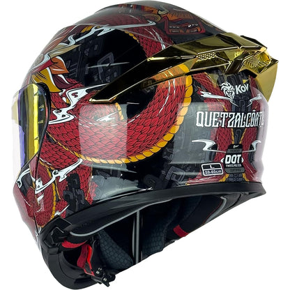 KOV Casco Thunder Quetzalcoatl Rojo Abatible Dot Talla XXL