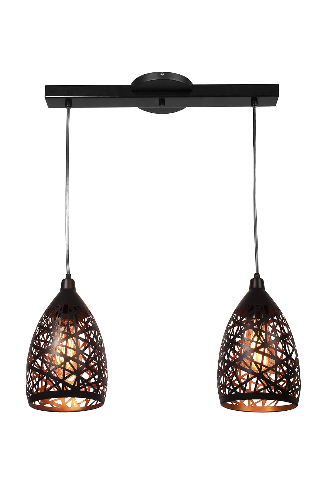 MAXXI MX-CL7007-N/D/2 Candil de Acero Negro, Interior, Dorado Doble en Riel