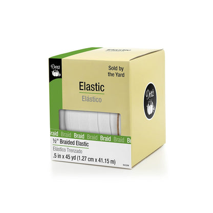 DRITZ Tela elástica trenzada de 1/2 pulgada, color blanco