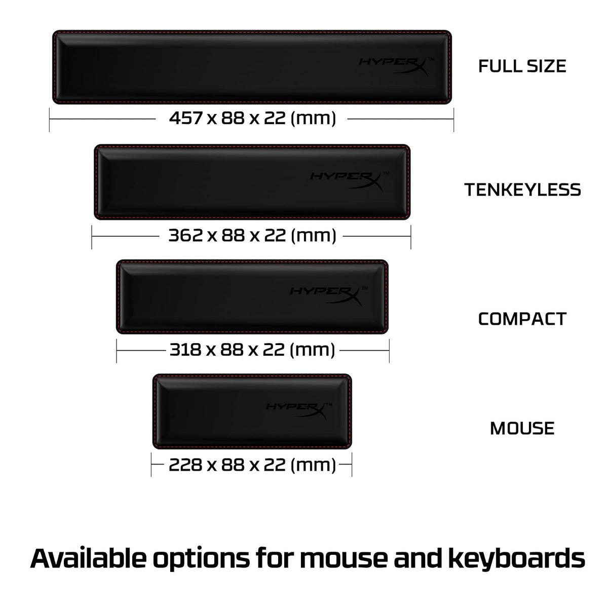 HyperX - Reposamuñecas - mouse - Gel refrescante - Espuma viscoelástica - Antideslizante, Negro