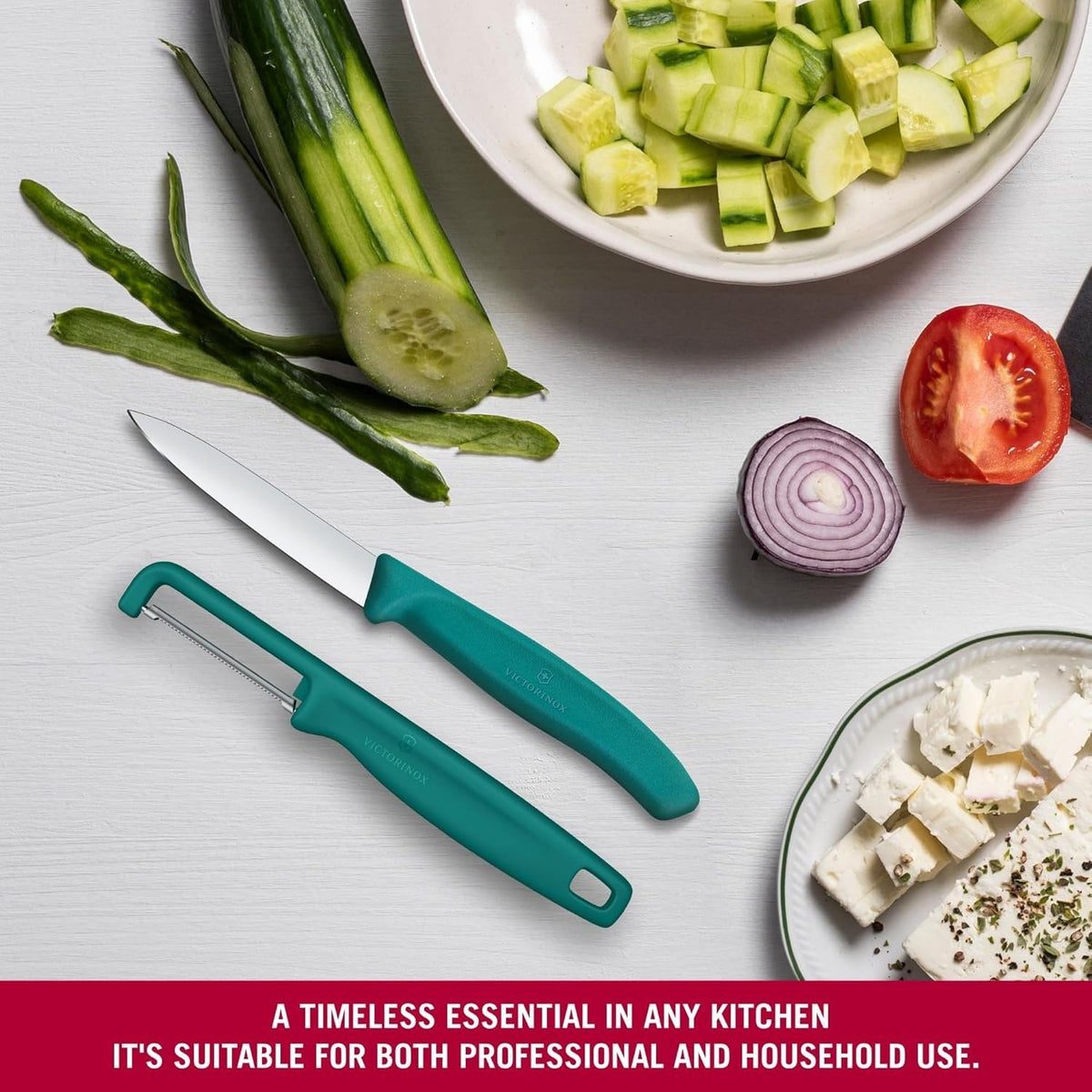 Victorinox Swiss Classic - Juego de cuchillos para verduras y frutas (2 piezas, hoja extra afilada), color verde
