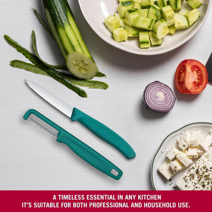 Victorinox Swiss Classic - Juego de cuchillos para verduras y frutas (2 piezas, hoja extra afilada), color verde