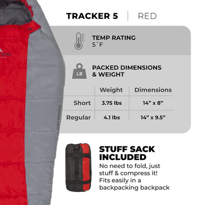 TETON Sports Tracker Scout Bolsa de Dormir Ultraligera de Estilo Momia; Roja/Gris