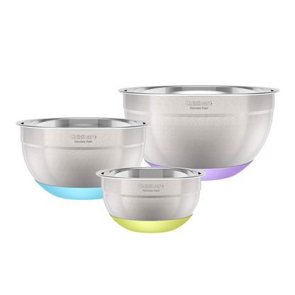 Cuisinart - Cuencos para mezclar de acero inoxidable de 3 piezas con base antideslizante, 1.5qt, 3qt y 5qt