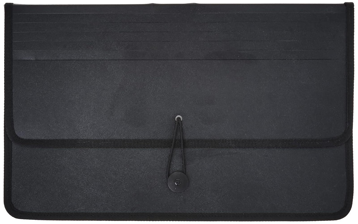 Lion Ex pand-N-File Poly Ex panding Wallet, Legal (9-1/2 x 15 Inches), 2-1/2 Inches gusset, Black, 1 Wallet (48150-BK)
