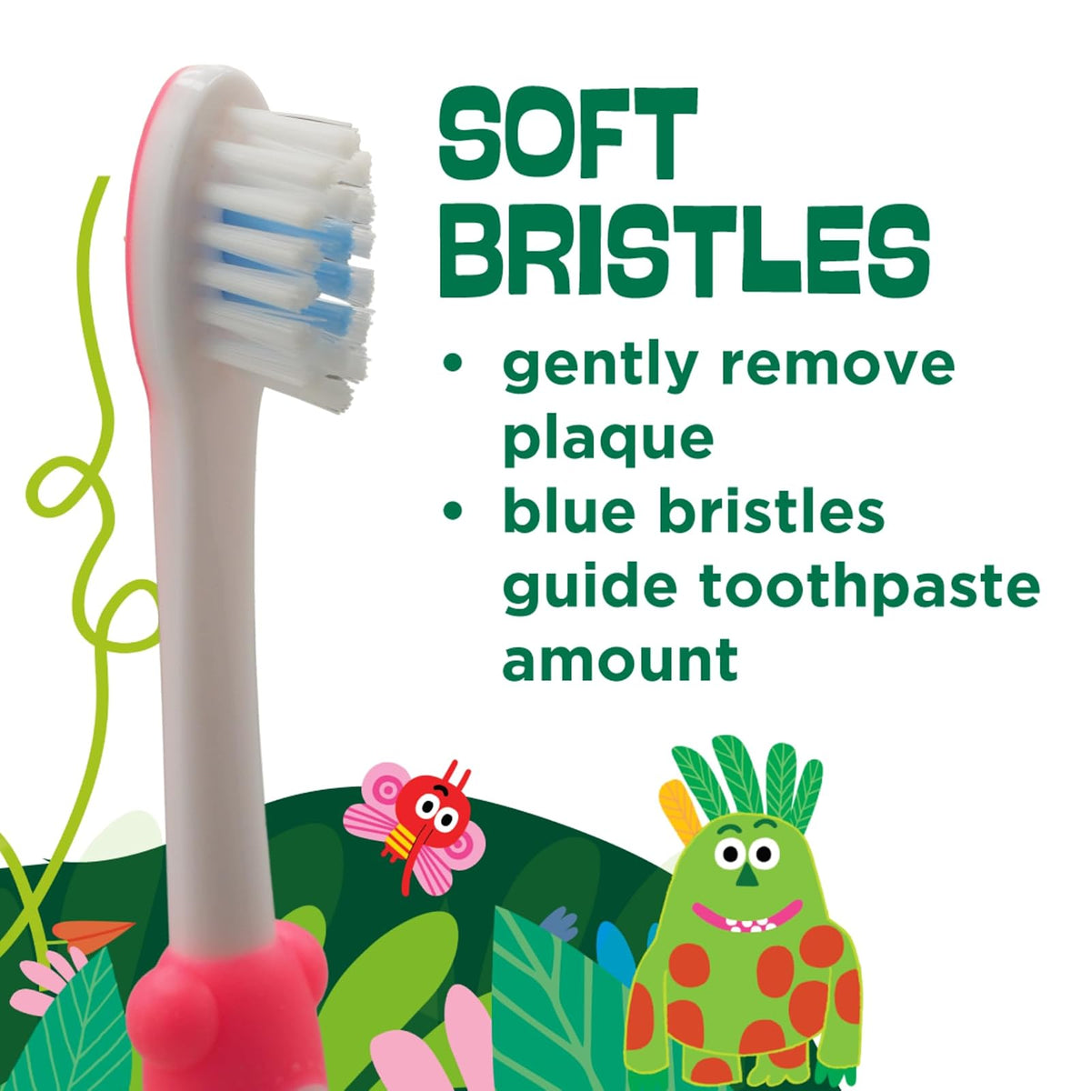 GUM 901B Monsterz Kids and Toddler Toothbrush, Soft, Ages 2+, 2 Count (Pack of 6)
