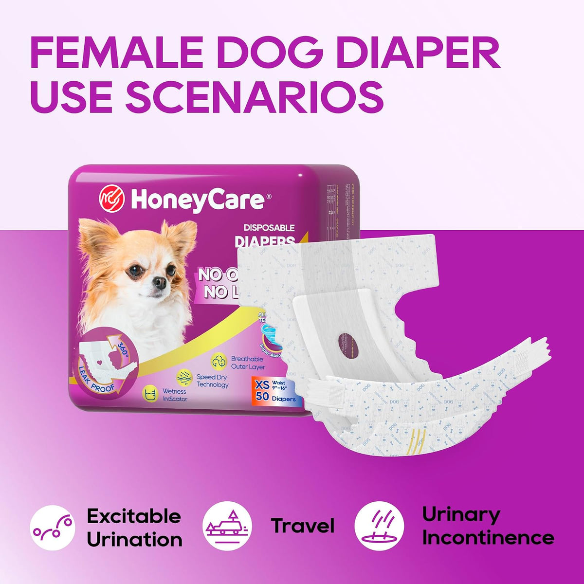 HONEY CARE All-Absorb Disposable Dog Diapers, X-Small