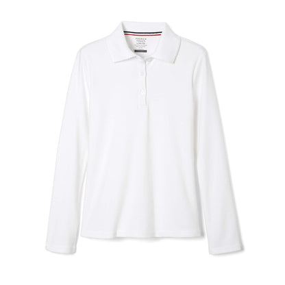 French Toast Girls' Long Sleeve Interlock Polo with Picot Collar