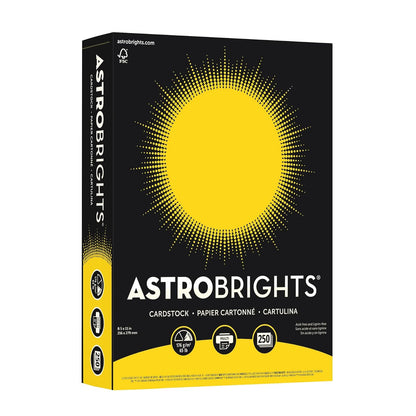 Astrobrights(R) Cubierta Stock, 8 1/2" x 11 pulgadas, 65 libras, amarillo solar, paquete de 250 hojas, 21738