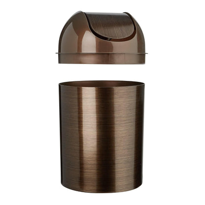 Umbra Mezzo Bote de Basura de Acero con Tapa Oscilante, Ideal para Baño, Oficina y Recámara, 9L, Bronce