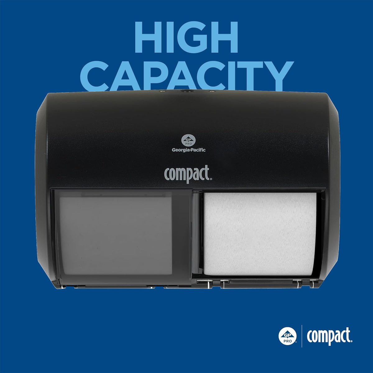 Georgia-Pacific Compact Side-by-Side Double Roll Toilet Paper Dispenser, 56784A, Black