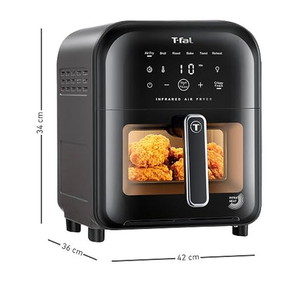 T-FAL Freidora de aire Digital Infrared 5L | Tecnología Infrarroja, ventana de visualización, 7 programas automáticos, Más rápido, más jugoso, más crujiente. EY8158U0