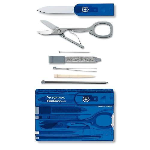 Victorinox Swiss Card, Azul Transparente, 10 Usos | Multiherramienta para cartera | multiherramienta para monederos | tarjeta de kit de herramientas
