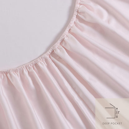 Laura Ashley - Juego de sábanas Queen con Fundas de Almohada para recámara | Sábana bajera ajustable de algodón y satén totalmente elástica, ajuste seguro de bolsillo profundo, fácil cuidado