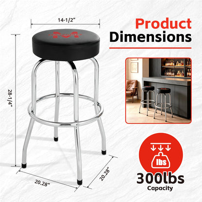 MaxWorks 51090 - Taburete de Bar Giratorio, Asiento Acolchado con Patas cromadas, Negro, Capacidad de 300 Libras, 28-1/4 Pulgadas de Alto, Superficie de 14-1/2 Pulgadas de diámetro, Ideal para