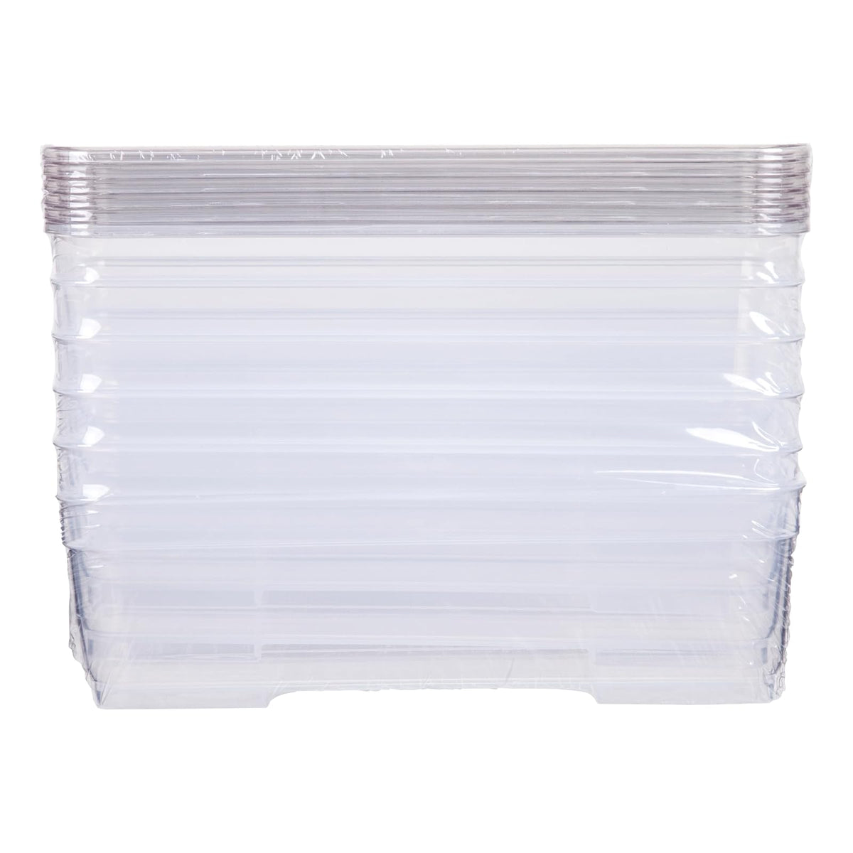 AB Designs Paquete de basura, [6] cajas de almacenamiento organizadoras largas para el hogar con tapas, translúcidas transparentes