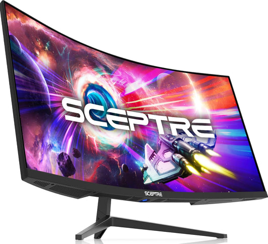 Sceptre 34-Inch Curved Ultrawide WQHD Monitor 3440 x 1440 R1500 up to 165Hz DisplayPort x2 99% sRGB 1ms Picture by Picture, Negro máquina 2023 (C345B-QUT168)