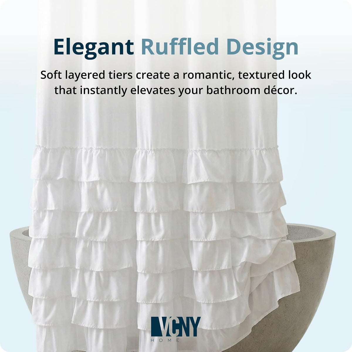 VCNY Home Melanie Ruffle Shower Curtain, 72x72, White