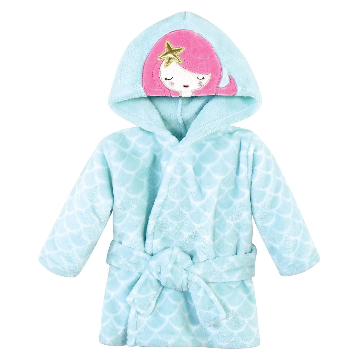 Hudson Baby - Albornoz unisex de felpa con cara de animal, sirena, 0-9 meses