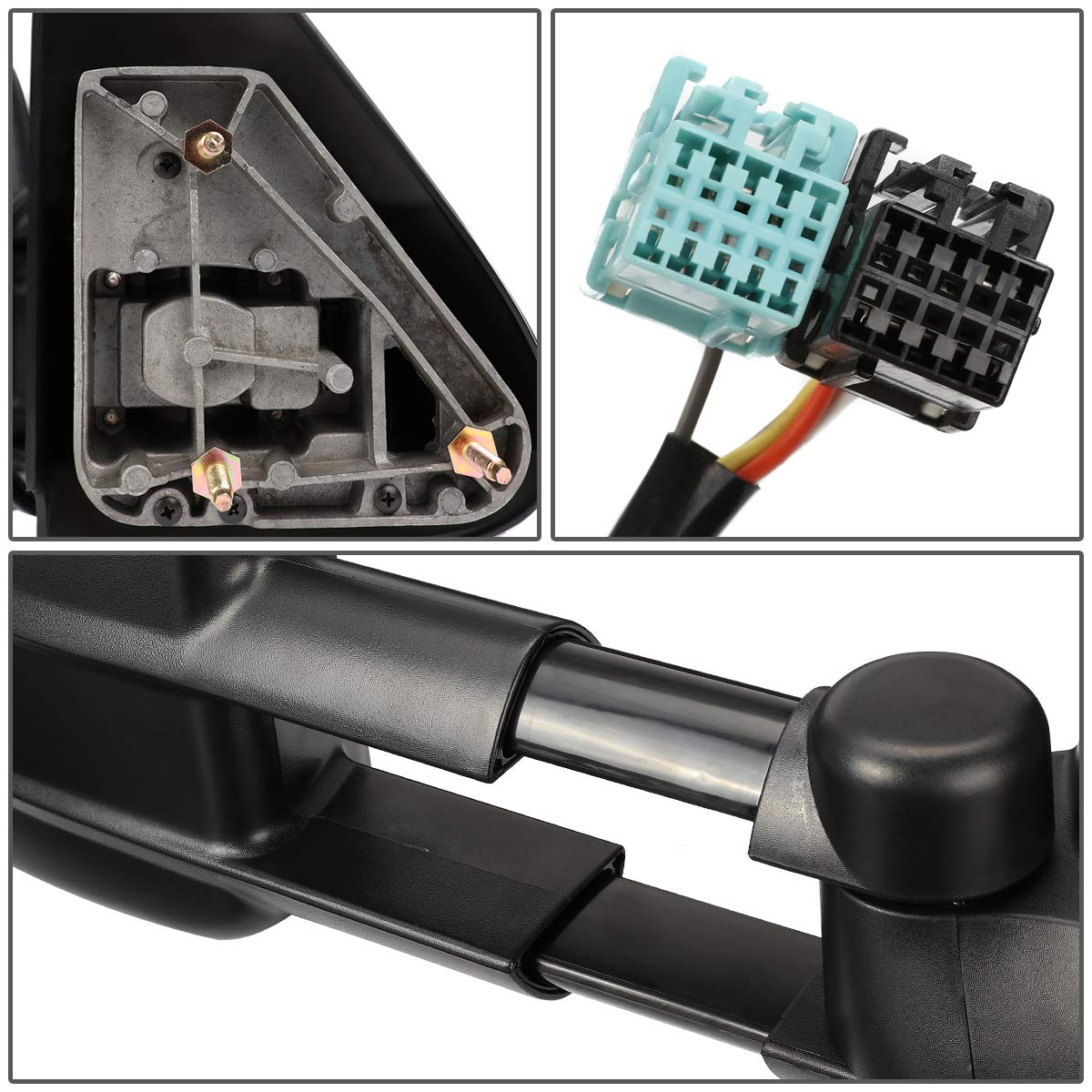 DNA Motoring Par de Espejos Laterales de Remolque Calefaccionados con Señal de Giro para Silverado/Suburban/Sierra/Yukon 03-06, Negro/Ámbar, TWM-001-T888-BK-AM