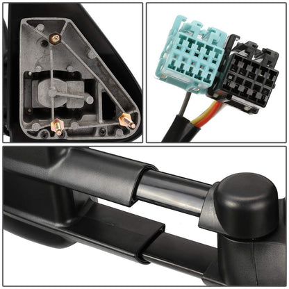 DNA Motoring Par de Espejos Laterales de Remolque Calefaccionados con Señal de Giro para Silverado/Suburban/Sierra/Yukon 03-06, Negro/Ámbar, TWM-001-T888-BK-AM