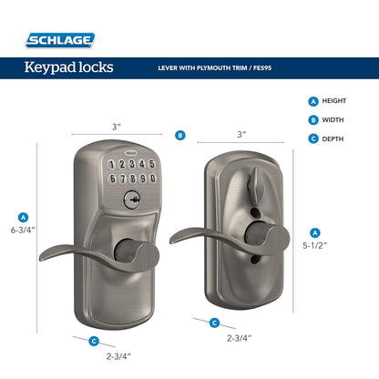 Schlage FE595CS V PLY 626 ELA Manija Electrónica Plymouth x Elan, Cromo Satinado
