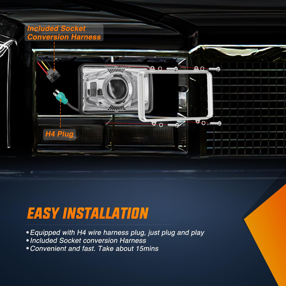Nilight - Faros LED de 4 x 6 pulgadas de 60 W aprobado por DOT Hi/Lo H4651 H4652 H4656 H4666 H6545 compatible con Kenworth Peterbil Ford Freightliner (plata, 4 piezas)