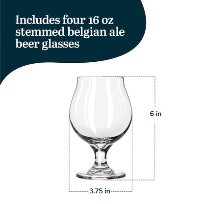 Libbey Juego de 4 vasos de vidrio cerveceros clásicos Craft Brews, 473 ml
