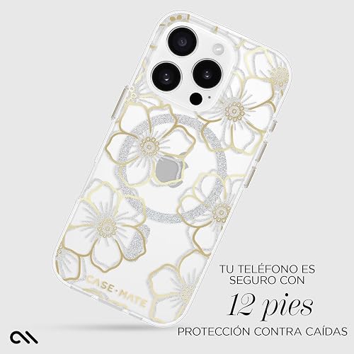 Case-Mate Funda magnética para iPhone 16 Pro Compatible con MagSafe, protección contra caídas de 12 pies - Floral Gems