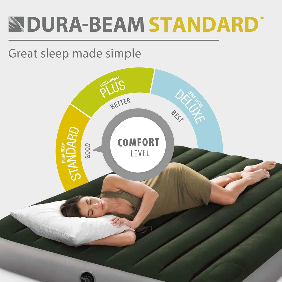 Intex Dura-Beam Standard Series Downy Airbed con Bomba de pie integrada