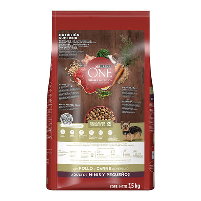 Purina One Adulto Raza Minis y Pequeños Sabor Pollo y Carne 3.5Kg