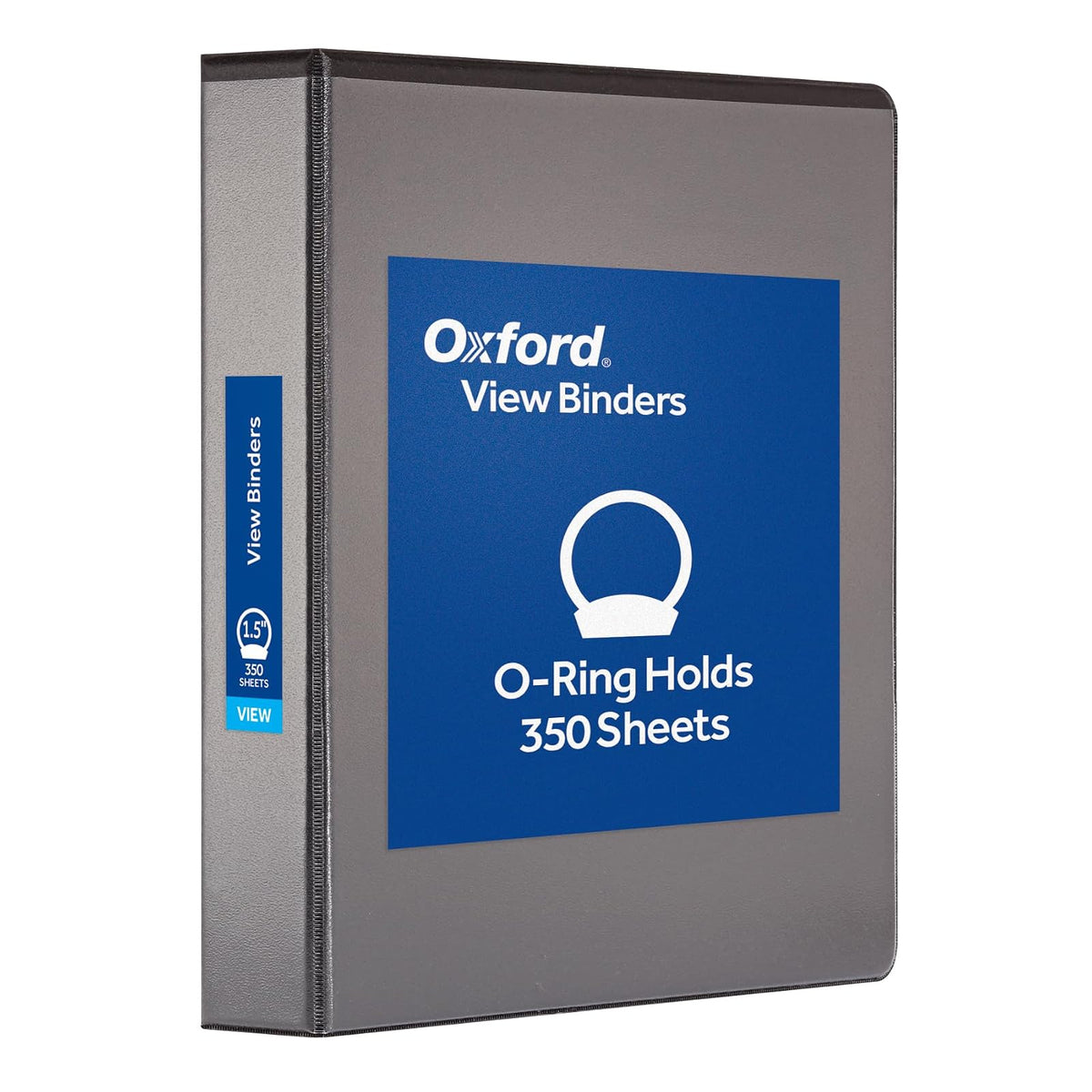 Oxford - Carpeta de anillas redondas de 1.5 pulgadas, carpeta, cubiertas en 3 lados, bisagra XtraLife, antiadherente, sin PVC, negro, capacidad de 350 hojas (1002548)