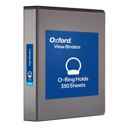 Oxford - Carpeta de anillas redondas de 1.5 pulgadas, carpeta, cubiertas en 3 lados, bisagra XtraLife, antiadherente, sin PVC, negro, capacidad de 350 hojas (1002548)