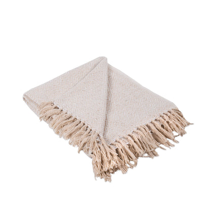 DII Manta Decorativa de Algodón con Flecos 50 x 60 Pulgadas - 50 x 60" - Blanco