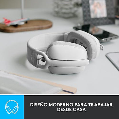 Logitech Zone Vibe 100 Auriculares inalámbricos livianos con micrófono, multipunto, Funciona con Teams,Google Meet, Zoom, Mac/PC,Blanco