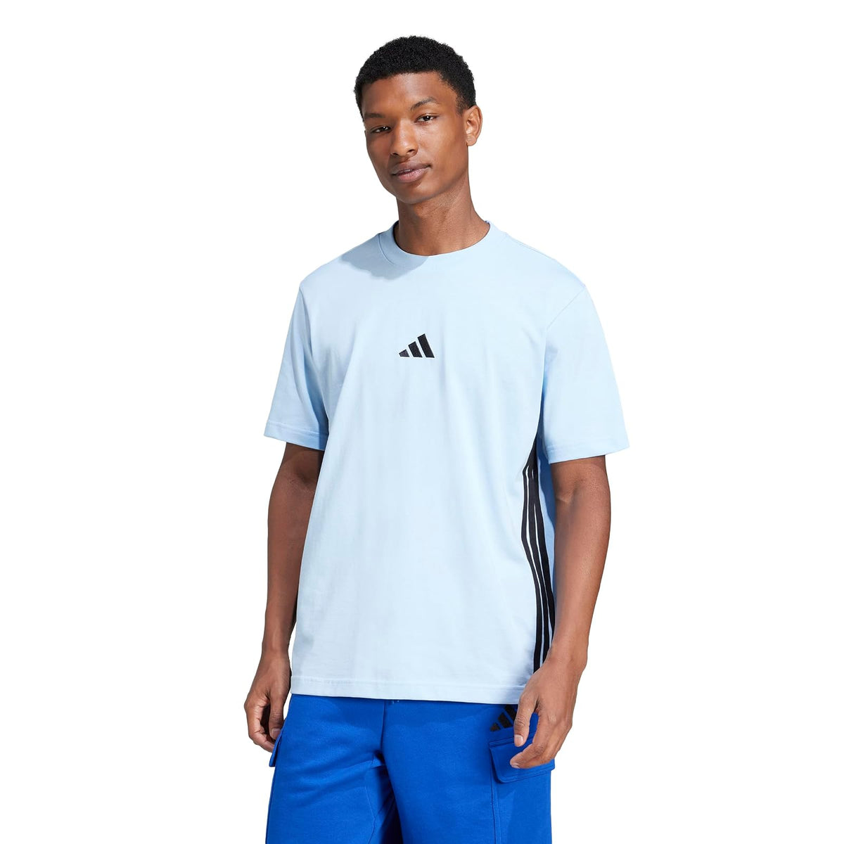 Adidas Essentials - Playera Deportiva de 3 Rayas para Hombre - M - Azul - Negro