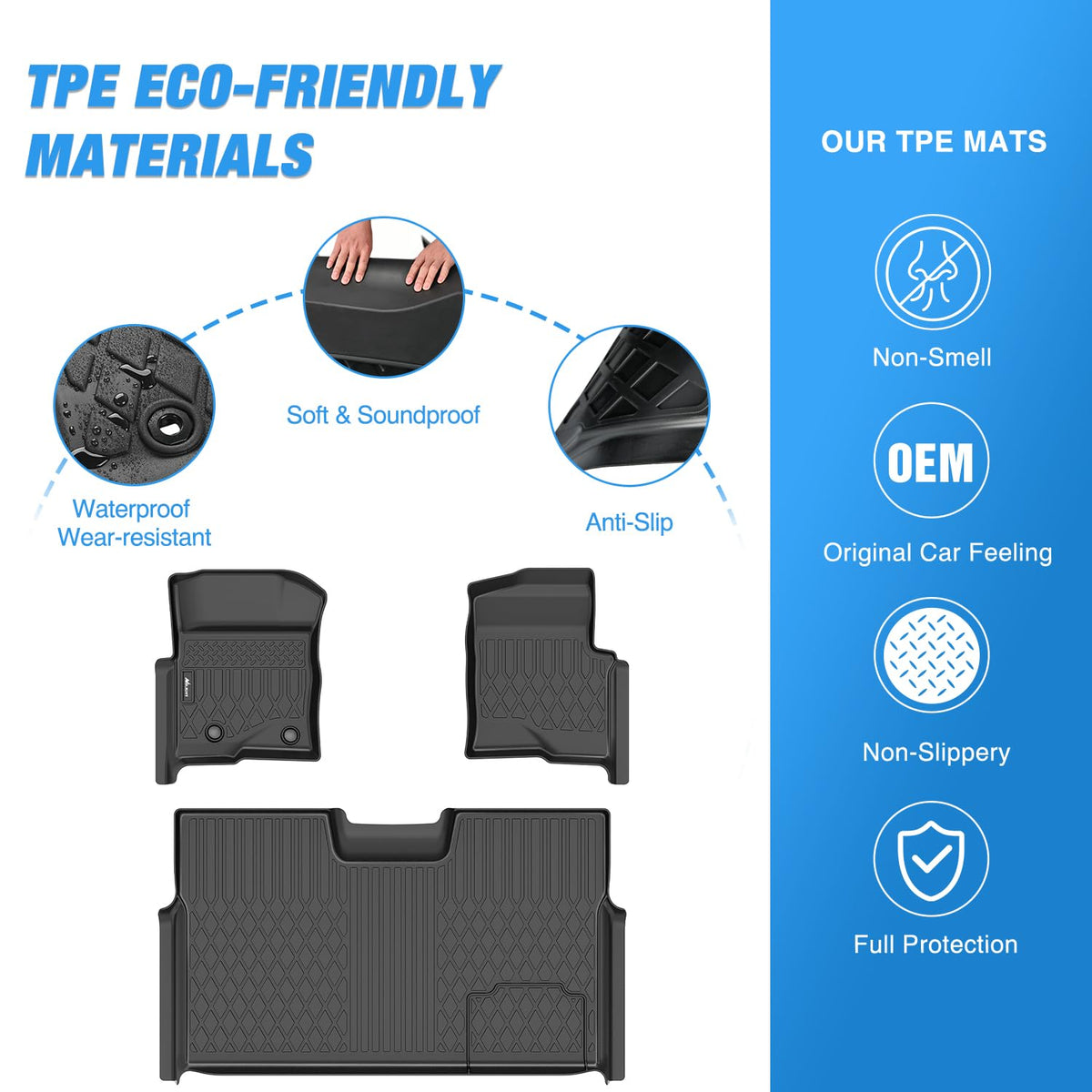 Nilight TPE - Alfombrillas para Ford F150 F-150 SuperCrew Crew | 2010, 2011, 2012, 2013, 2014 - Revestimientos de piso resistentes para todo tipo de clima