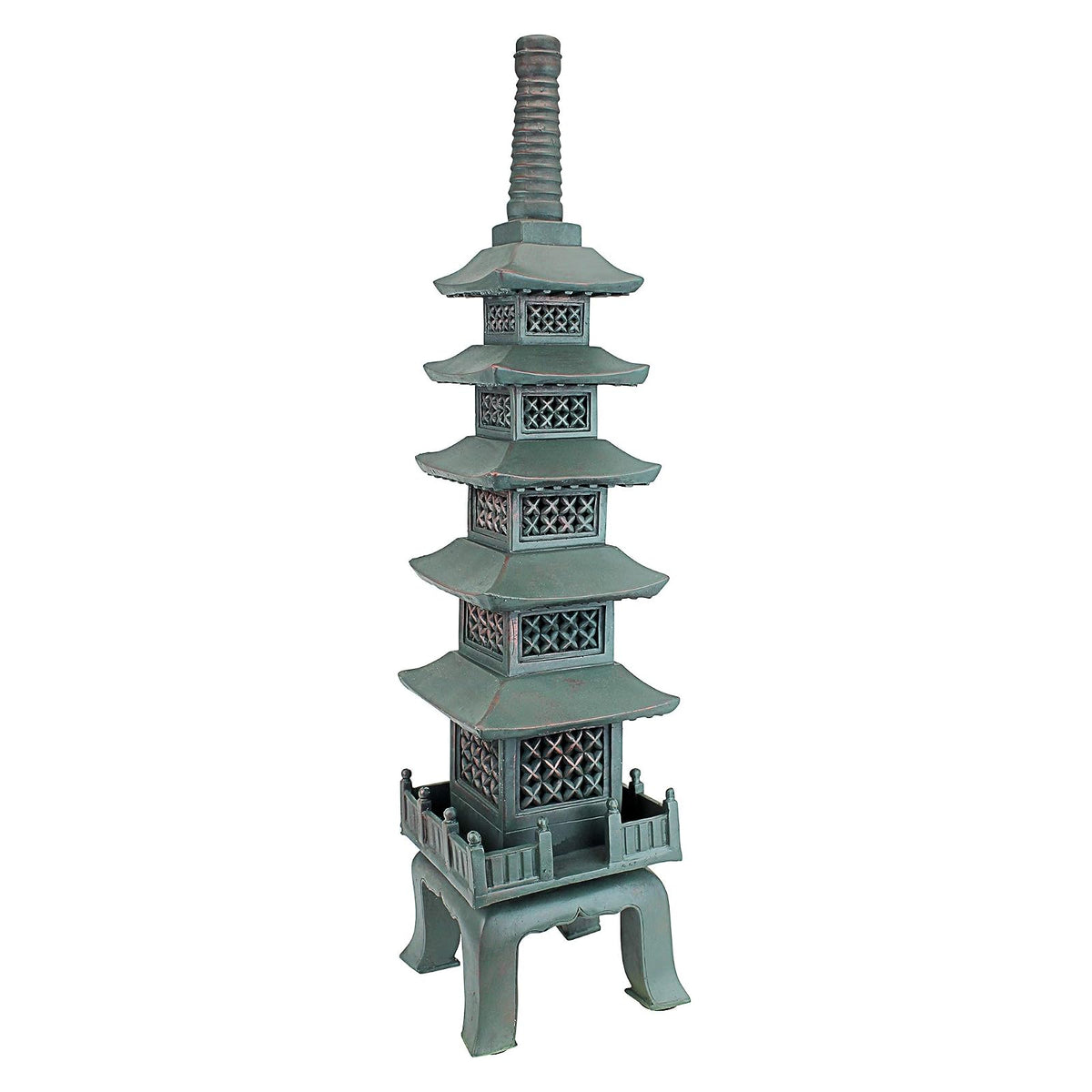 Design Toscano The Nara Temple Pagoda Asian Decor Garden Statue, Large 28 Inch, Polyresin, Verdigris Green Bronze