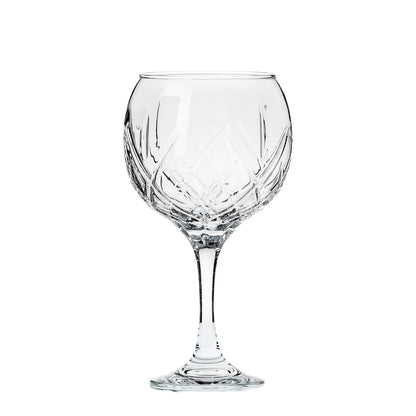Juego de 6 Copas para Ginebra de Vidrio de 620 ml- Cristaleria italiana - Vidrio Cortado - Para Ginebra, Champaña, Vino, Cocteleia, Camarones, Ceviche...