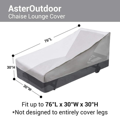 AsterOutdoor Funda impermeable para tumbona de patio, resistente tela Oxford 600D, protección UV, funda para muebles de patio o tumbona, 76 pulgadas de largo x 30 pulgadas de ancho x 30 pulgadas de alto