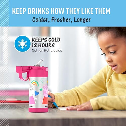 THERMOS FUNTAINER - Botella de acero inoxidable para niños, diseño de Peppa Pig