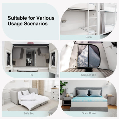 Novilla King - Cubrecolchón de espuma viscoelástica de 2 pulgadas, infusión de gel refrigerante, almohadilla de alivio de presión ventilada, comodidad suave para sofá, caravana, habitación de recámara