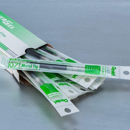 Pentel Energel Recargas estándar, 7 mm, Verde, Paquete de 12