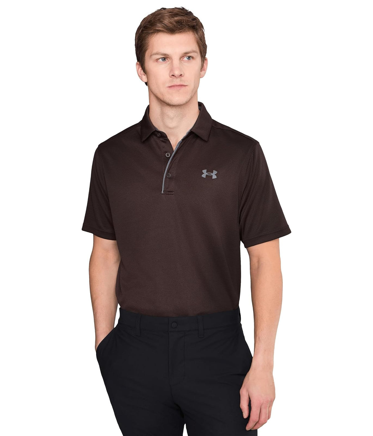 Under Armour Tech Polo de Golf para Hombre - (246) Kona Brown - Pitch Gray - 3XL