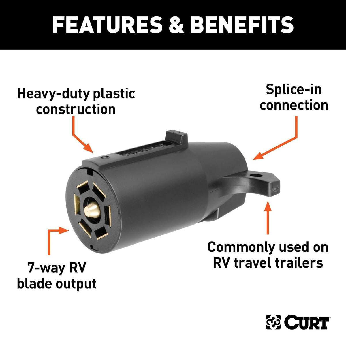 CURT 58141 Conector de Cableado de 7 Pines para Remolque RV Blade