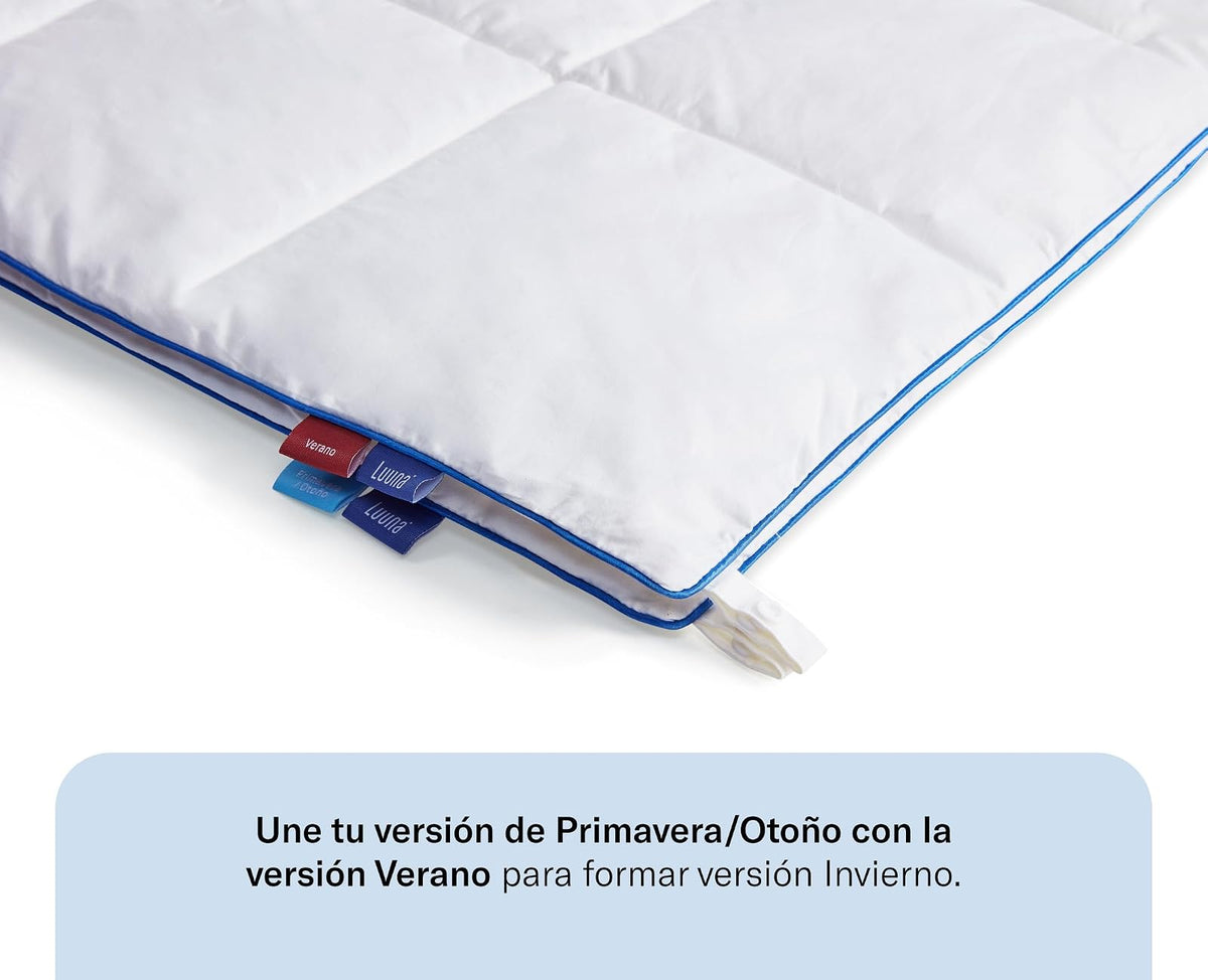 Luuna Nuevo Duvet de Plumón de Microfibra Primavera/Otoño, Down Alternative, Matrimonial-Queen Size, 12 Meses de Garantía
