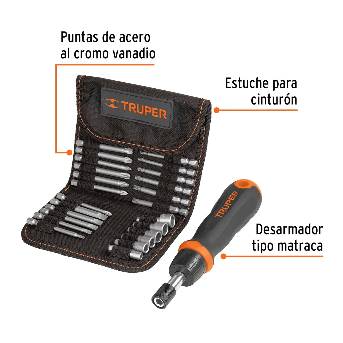 Truper JDM-26 Desarmador tipo matraca con 18 puntas y 6 dados