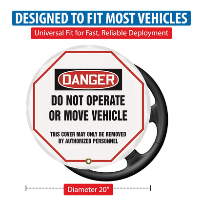AccuformNMC - Funda de volante para etiqueta de bloqueo, estilo OSHA-Legend Danger Do not Operate or Move Vehicle..., vinilo reforzado, 20 pulgadas de diámetro, KDD824