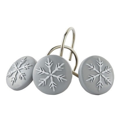 SKL Home - Cortina de Ducha con diseño de muñeco de Nieve para Navidad e Invierno, Juego de 12 Ganchos, Multicolor