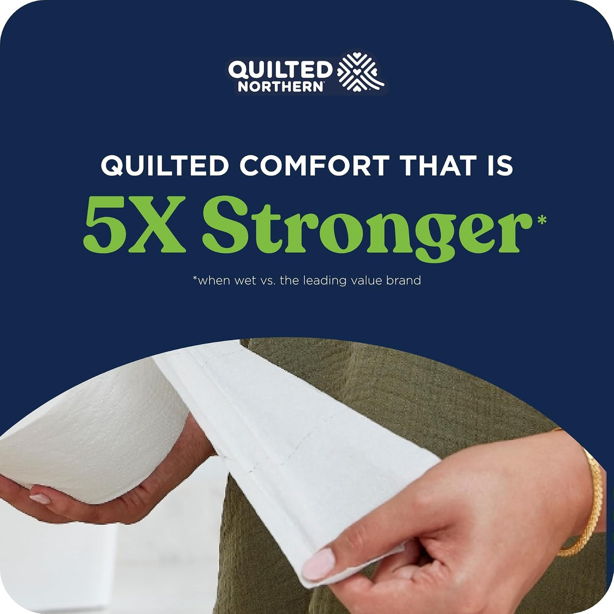 Papel higiénico acolchado Northern ultra suave y fuerte, 18 mega rollos = 72 rollos regulares, 5 veces más fuerte, papel higiénico suave de alta calidad con embalaje de papel reciclable